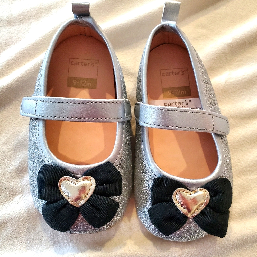 Toddler Girls Silver Sparkly Flat Shoes